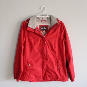 Eddie Bauer Womens‎ Red Sz Lrg Waterproof Full Zip Outdoor Hooded Rain Jacket